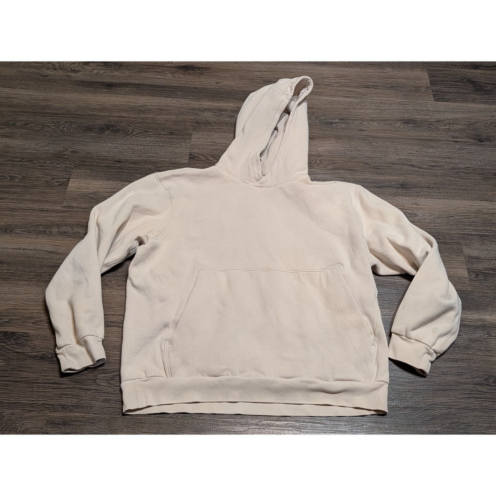Lululemon Mens Relaxed Fit Fleece Pullover Hoodie Cream Tan Size M